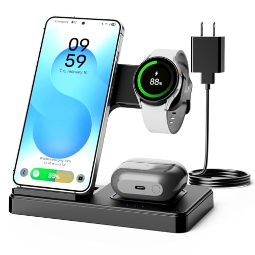 3-in-1 Charging Station for Samsung, Foldable Wireless Charger Stand | Android Phone and Watch Charger for Samsung S26/S25/S24/S23/S22/S21, Note 20/10, Z Fold 6/5, Galaxy Buds and Watch-Black - color: Black 9