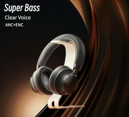 Active Noise Cancelling Headphones, Bluetooth 5.3 Over Ear Wireless Headphones with 40mm HiFi Drivers, CVC8.0 Mic, 50H Playtime, Protein Leather Comfort Earpads for Travel, Office (Black 2) - color: BLACK 2
