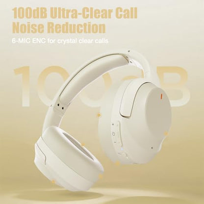 Upgraded Pro‑level Hybrid Active Noise Cancelling Headphones, HD Sound & Big Bass, 2X Softer Comfort, Long ANC Playtime, Wireless Over-Ear Bluetooth Headphones Perfect for Home Office|Travel|Pair - color: Light Yellow
