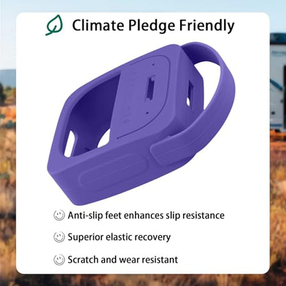 for Bose New SoundLink Micro 2nd Gen Portable Speaker Silicone Case, Purple | 1:1 Molded Fit, Shock Absorption, Metal Carabiner, Flexible Carry Handle, Anti-Slip Texture, Elastic Recovery - color: Purple Case
