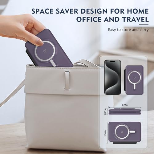 Wireless Charger iPhone - 3 in 1 Charging Station for Apple Devices for iPhone 17 16 15 14 13 12 Pro Max Plus - Foldable Magnetic Charging Pad for Apple Watch Series & Airpods Series - color: Purple