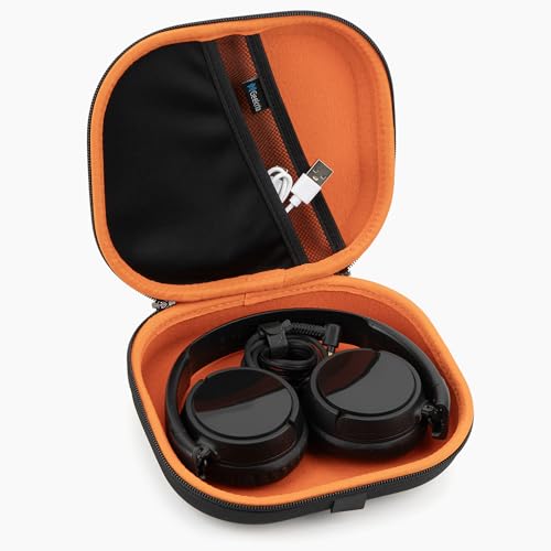 Geekria Shield Headphones Case Compatible with Sony MDR-ZX300, MDR-ZX110 and More, Replacement Hard Shell Travel Carrying Bag with Cable Storage (Black)