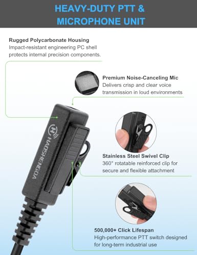 Walkie Talkie Earpiece with Mic Compatible for Kenwood Baofeng SAMCOM BTECH Retevis Walkie Talkies Radios and BF-F8HP UV-82HP UV-5R UV82 UV82C UV5X3 TK NX, Acoustic Tube Headset,