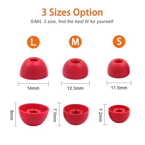 6 Pairs Replacement Silicone Ear Tips Compatible with Beats Studio Buds/Fit Pro/Studio Buds +, Silicone Earbuds Eartips Buds Cover Set for Beat Studio Buds (Red) - color: Red with Pen