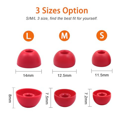 6 Pairs Replacement Silicone Ear Tips Compatible with Beats Studio Buds/Fit Pro/Studio Buds +, Silicone Earbuds Eartips Buds Cover Set for Beat Studio Buds (Red) - color: Red with Pen