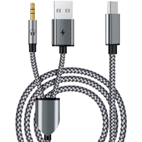 USB C to 3.5mm Aux Audio Cable, 2 in 1 USB C to 3.5mm Car Stereo Aux Headset Jack Cable with PD 18W USB C Charging Compatible with iPhone 17/16/16e/15 Plus/Pro Max/Air, Galaxy S25/S24/S23, Pixel 9/8 - color: Grey