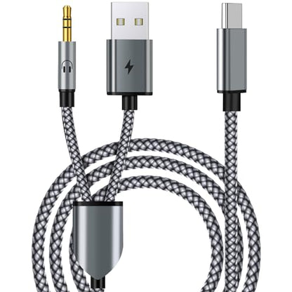USB C to 3.5mm Aux Audio Cable, 2 in 1 USB C to 3.5mm Car Stereo Aux Headset Jack Cable with PD 18W USB C Charging Compatible with iPhone 17/16/16e/15 Plus/Pro Max/Air, Galaxy S25/S24/S23, Pixel 9/8 - color: Grey