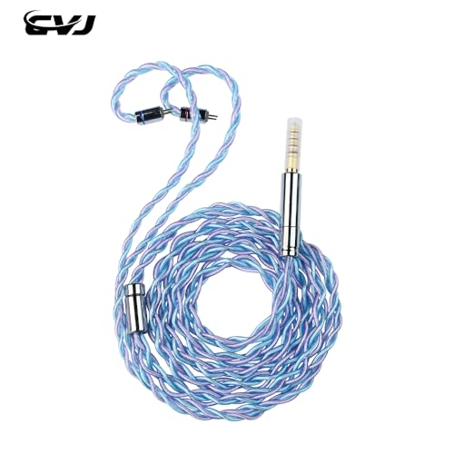 Candy IEM Cable, in Ear Monitor Cable 2 Pin,Headphone Extension Wire | 1.25m Long Headphone Cords with Interchangeable 3.5mm/4.4mm Plug, 400 Core Silver Plated Earphone Upgraded Cords(0.78mm)