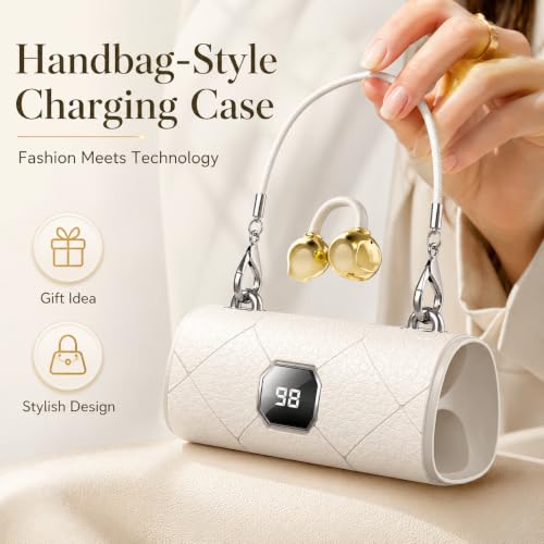 Clip-on Bluetooth Earbuds, with Handbag-Style Charging Case (Gold Earbuds + Gold Butterfly Jewelry) - color: Gold earbuds + Gold butterfly jewelry