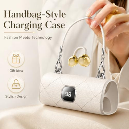 Carrying Case Battery Compartment Smart Wireless Earbuds, Bluetooth 6.0 Open Ear Clip Headset Built-in Mic, Over-Ear Hook Design, Compatible with iOS and Android (Red) - color: Red