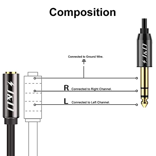 J&D 6.35mm (1/4 inch) to 3.5mm (1/8 inch) Headphone Jack Adapter 15 Feet, Gold Plated 3.5mm Female TRS to 6.35mm Male TRS Stereo Audio Cable for Guitar Amp, Amplifiers, Headphones Extension Cable - size: 15 Feet
