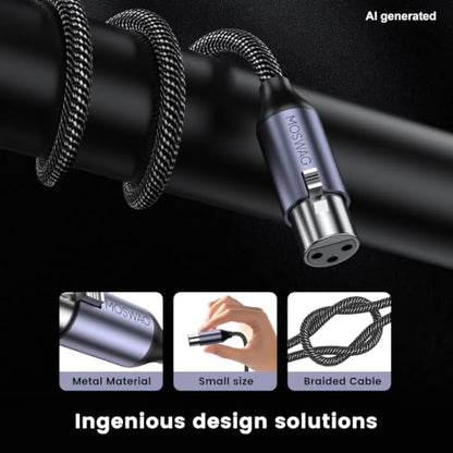 MOSWAG XLR Male to Female Cable 3FT Balanced XLR Cable Microphone Cord 3Pin | XLR to XLR Cable Nylon Braided Compatible with Mic Mixer, Microphone, Recording Studio, Behringer, Speaker Systems - size: 3FT/1M