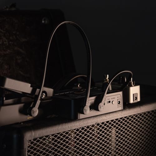 TRS Guitar Patch Cable 1/4 inch Right Angle Effect Pedal Cord | Noise Free Pedal Board Patch Cables, Low Profile Stereo TRS Effect Patch Cords for Pedals (6IN+12IN) - size: 6IN+12IN