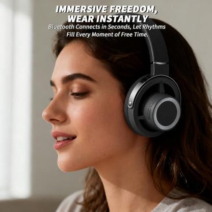 Open-Ear Headphones, 20+ Hour Playtime, Immersive Sound, Wireless Bluetooth Headphones for School, Work, Travel&Daily Use,Black - color: Black