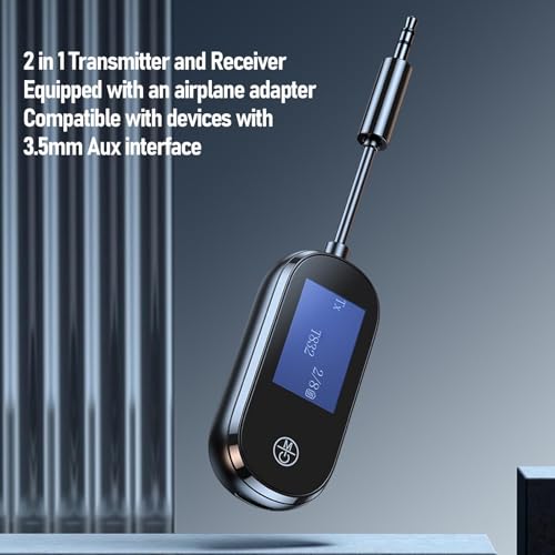 Bluetooth 5.3 Transmitter Receiver with Call Function, Studio Grade HD Sound Adapter for Home Travel Gym, Low Latency Wireless