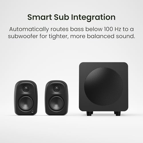 Kanto UKI 100 W Active Desktop Computer Speakers with Bluetooth and USB-C | Intelligent Sub Integration | Headphone Out | Pair | Pumice - color: Pumice