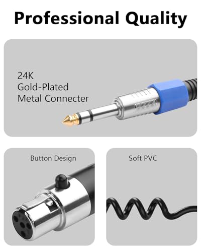 CERRXIAN Mini XLR Female to 6.35 mm 1/4" TRS Male Adapter Coiled Cable, Balanced 1/4" TRS Stereo Male to Mini XLR 4-Pin Female Stereo Audio Adapter - 50cm / 1.64ft - size: 4Pin Mini XLR Female to 6.35 mm 1/4" TRS Male