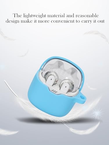 Case for JBL Tune Flex - True Wireless Noise Cancelling Earbuds,Soft Protective,BOVUGAC Silicone Case Cover with Keychain & Cleaning Kit & Lanyard for JBL Tune Flex Earbuds-SkyBlue - color: SkyBlue