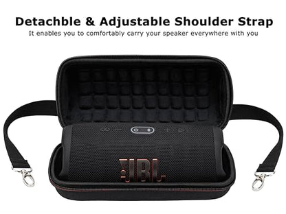 Ginsco Hard Carrying Case for JBL Charge 5/Charge 4 Waterproof Portable Bluetooth Speaker, Travel Case with Adjustable Shoulder Strap and Anti-Slip Handle, Hard Shell Shockproof Protective Cases