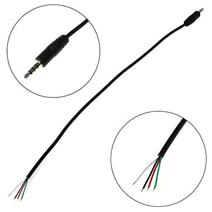 E-outstanding 3.5mm Male Jack to Bare End 2PCS Black TRRS 4 Pole 1/8" Plug Connector Audio Cable for Headphone Headset Earphone - size: Male