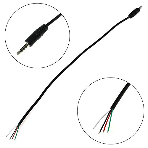 E-outstanding 3.5mm Male Jack to Bare End 2PCS Black TRRS 4 Pole 1/8" Plug Connector Audio Cable for Headphone Headset Earphone - size: Male