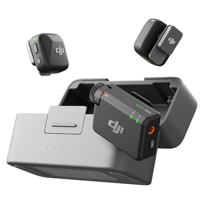 DJI Mic Mini Wireless Microphone (2 TX + 1 RX + Charging Case) for iPhone/Camera/Android, Ultralight, Detail-Rich Audio, 48h Use, Noise Cancelling, Automatic Limiting, Vlog, Streaming (Renewed)