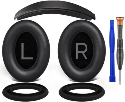 SOULWIT Replacement Kit for Bose QC45/QC35/QC SE - Black | (Ear Pads Cushions+Headband+Silicone Sweat Cover) for Quiet Comfort 35/QC35 ii/QC45/QC SE/QC Wireless Headphones - color: Black
