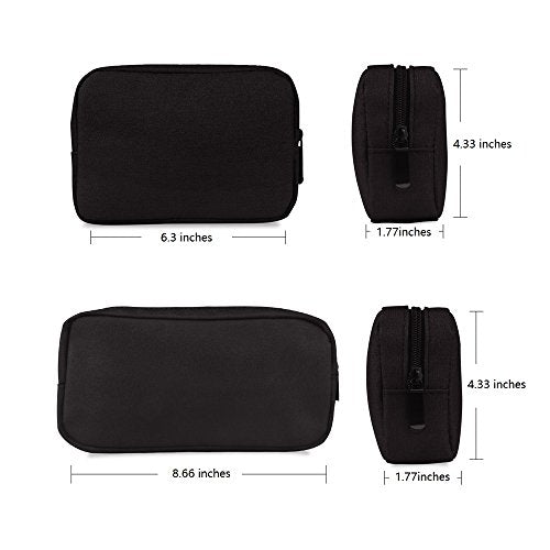 Universal Electronics/Accessories Soft Carrying Case Bag, Durable & Light-weight,Suitable for Out-going, Business, Travel and Cosmetics Kit (Small+Big-Black) - color: Small+Big-Black