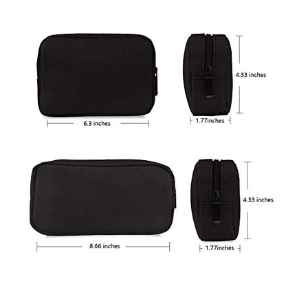 Universal Electronics/Accessories Soft Carrying Case Bag, Durable & Light-weight,Suitable for Out-going, Business, Travel and Cosmetics Kit (Small+Big-Black) - color: Small+Big-Black