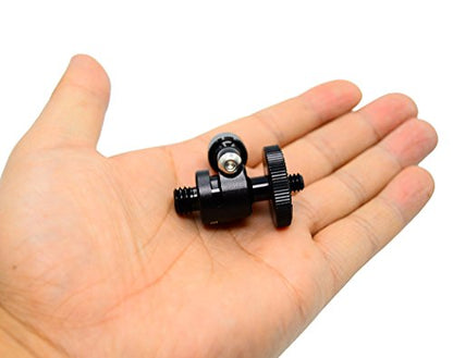Koolehaoda Mini Ball Head 360° Swivel with 1/4" to 3/8" Adapter for Camera | Tripod Ball Head Mount CNC Aluminum Swivel Adapter for DSLR Video Light Flash Microphone Monopod 3 kg Load - size: 1/4 to 3/8 Connector