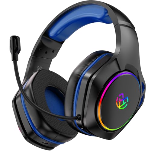 Tatybo Wireless Gaming Headset for PS5 PC, Dual Mode, Low Latency, Blue | 7.1 Surround Sound, Bluetooth+2.4GHz Dual Mode, Noise-Canceling Mic for FPS Battle Royale, 40Hrs for Switch, Mobile, Laptop - color: Blue