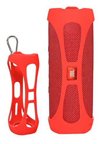 Alltravel Featured Silicon Sleeve for JBL FLIP 5 Waterproof Portable Bluetooth Speaker, More Protective and and Real Sound Design (Red) - color: Red