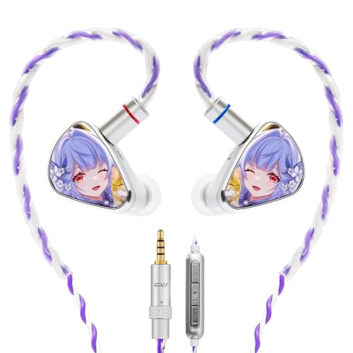 CVJ Jemine IEM Wired Gaming Earbuds, Deep Bass in Ear Monitors with Mic | 1DD+1BA Hybrid Driver, Volume Control, 3.5mm jack, 0.78mm 2 Pins,Detachable 4.1ft Cable for PC/Laptop/Xbox/PS5/Switch 2 - color: Jemine Character, style: with Mic