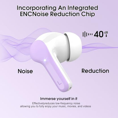 Wireless Earbuds, Bluetooth 5.4 Headphones HiFi Stereo, Bluetooth Earbuds | With ENC Noise Cancelling Mic,IP7 Waterproof in Ear Earphones,48H, LED Display Ear buds for Pad Phones Workout Sports, Purple - color: Purple