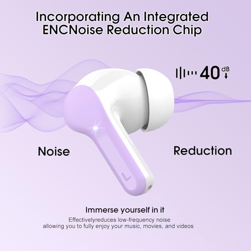Wireless Earbuds, Bluetooth 5.4 Headphones HiFi Stereo, Bluetooth Earbuds | With ENC Noise Cancelling Mic,IP7 Waterproof in Ear Earphones,48H, LED Display Ear buds for Pad Phones Workout Sports, Purple - color: Purple
