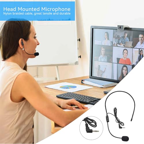 Set of 2 Headset Microphone, Flexible Wired Boom for Voice Amplifier,Teachers, Speakers, Coaches, Presentations, Seniors and More