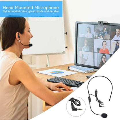 Set of 2 Headset Microphone, Flexible Wired Boom for Voice Amplifier,Teachers, Speakers, Coaches, Presentations, Seniors and More