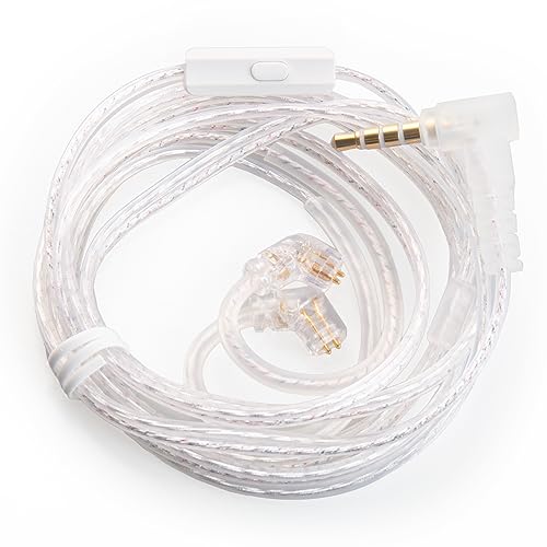 KBEAR IEM Cable HiFi Earphone Replacement Cable 0.75mm 2Pin for KZ ZSN PRO X/ZS10 PRO/AS16/AS12/ZSX/ZAX/ASF/ASX/DQ6/AST/ZAS/EDX PRO/ZEX/ZEX PRO/EDS/CCA C10 PRO/C12/CRA Headphones(with Mic, C Pin) - color: White, size: 2PIN-C 3.5MM, with Mic, style: 1.2M L