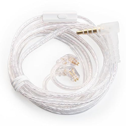 KBEAR IEM Cable HiFi Earphone Replacement Cable 0.75mm 2Pin for KZ ZSN PRO X/ZS10 PRO/AS16/AS12/ZSX/ZAX/ASF/ASX/DQ6/AST/ZAS/EDX PRO/ZEX/ZEX PRO/EDS/CCA C10 PRO/C12/CRA Headphones(with Mic, C Pin) - color: White, size: 2PIN-C 3.5MM, with Mic, style: 1.2M L
