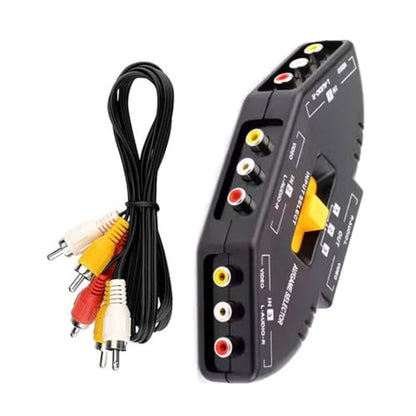 3Way Video Video Switches Video Splitter Box for Connecting 3Devices to Tvs with Video Cable Stereo Music Video Splitter - color: Black