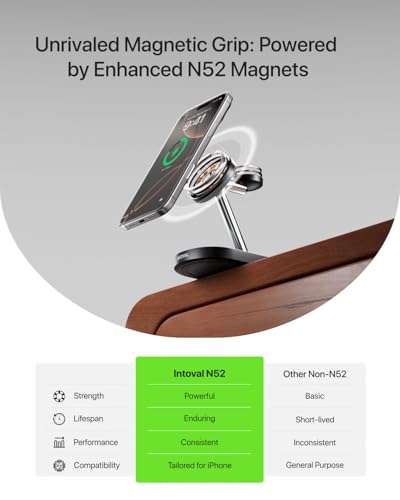 Charging Station for MagSafe Charger,Wireless Charging Station for iPhone MagSafe Charger,Intoval 3 in 1 Fast Magnetic Stand for iPhone 16/15/14/13 Apple Watch 10, Airpods. (Black) - color: Black