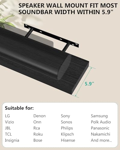 WALI Soundbar Mount for Sonos Arc and Sonos Arc Ultra, Set of 3, Black | Sound bar Wall Mount Bracket Under TV, Soundbar TV Floating Wall Shelf for Living Room, Home Theater Up to 22Lbs, (SON003-H) - color: Black
