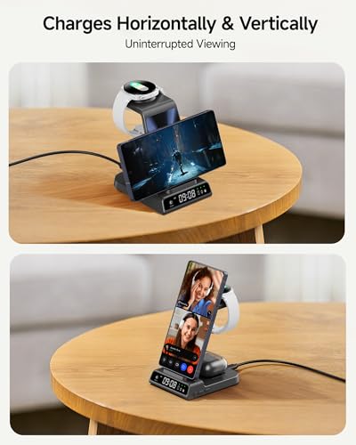 Wireless Charger for Samsung S26 Ultra/S26+, Wireless Charging Station for Galaxy S25 Ultra/S25+/S25/Z Flip7/Z Fold/S24/S23/S22, for Galaxy Watch 8/8 Classic/7/Ultra/6/5, Galaxy Buds4 Pro (No Adapter) | for Samsung S26+/S25 Ultra/S25/Z Flip8/S24/S23/S22,