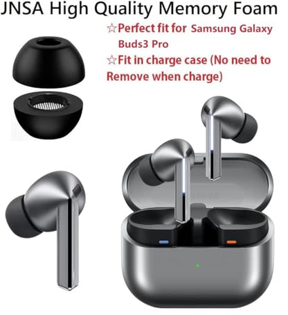 Foam Ear Tips Replacement for Galaxy Buds 3 Pro Ear Tips Memory Foam, Fit in Case, L Size 4 Pairs, Black Large (Buds3ProFoamL4p) - size: Large