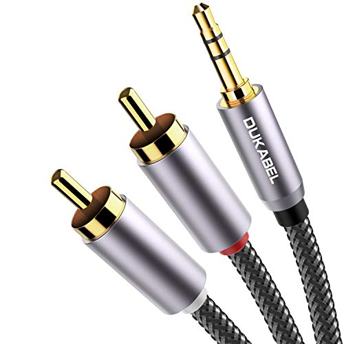DUKABEL Long RCA Cables, 8 Feet 2-Male RCA to 3.5mm AUX Audio Cord - size: 8 Feet