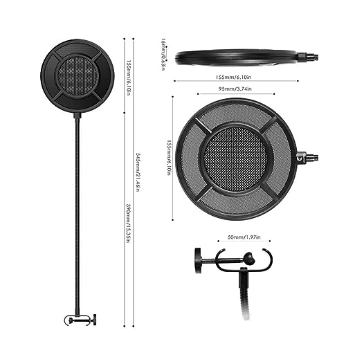 PS-1 Microphone Pop Filter Dual Layer Metal Grill Filter Shidle Anti-Spray Net for Studio Live Broadcast On-line Chat