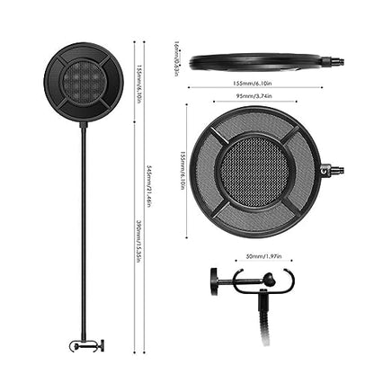 PS-1 Microphone Pop Filter Dual Layer Metal Grill Filter Shidle Anti-Spray Net for Studio Live Broadcast On-line Chat