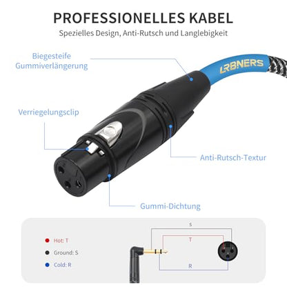 5FT Right-Angle 6.35mm TRS Male to XLR Female Cable - 90 Degree 1/4' Plug, Zinc Alloy XLR, Braided Shield for DI Box & Keyboard to Mixer - color: 5FT, size: XLR Female