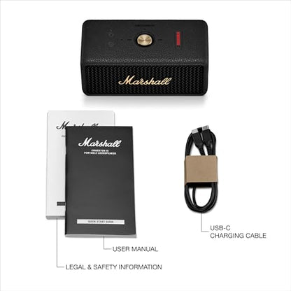Marshall Emberton III Portable Bluetooth Speaker - Rugged Waterproof/Dust-Proof Design | Loud Stereo Sound, Deep Bass | Compact and Wireless for Travel and Outdoors - Black and Brass - color: Black & Brass