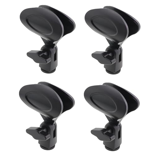 4PCS Black Universal Microphone Clip with Knob Microphone Mic Clip Spring Clip U Clip Plastic Stand Clip For Condenser Microphone Direct Broadcast Wired Microphone